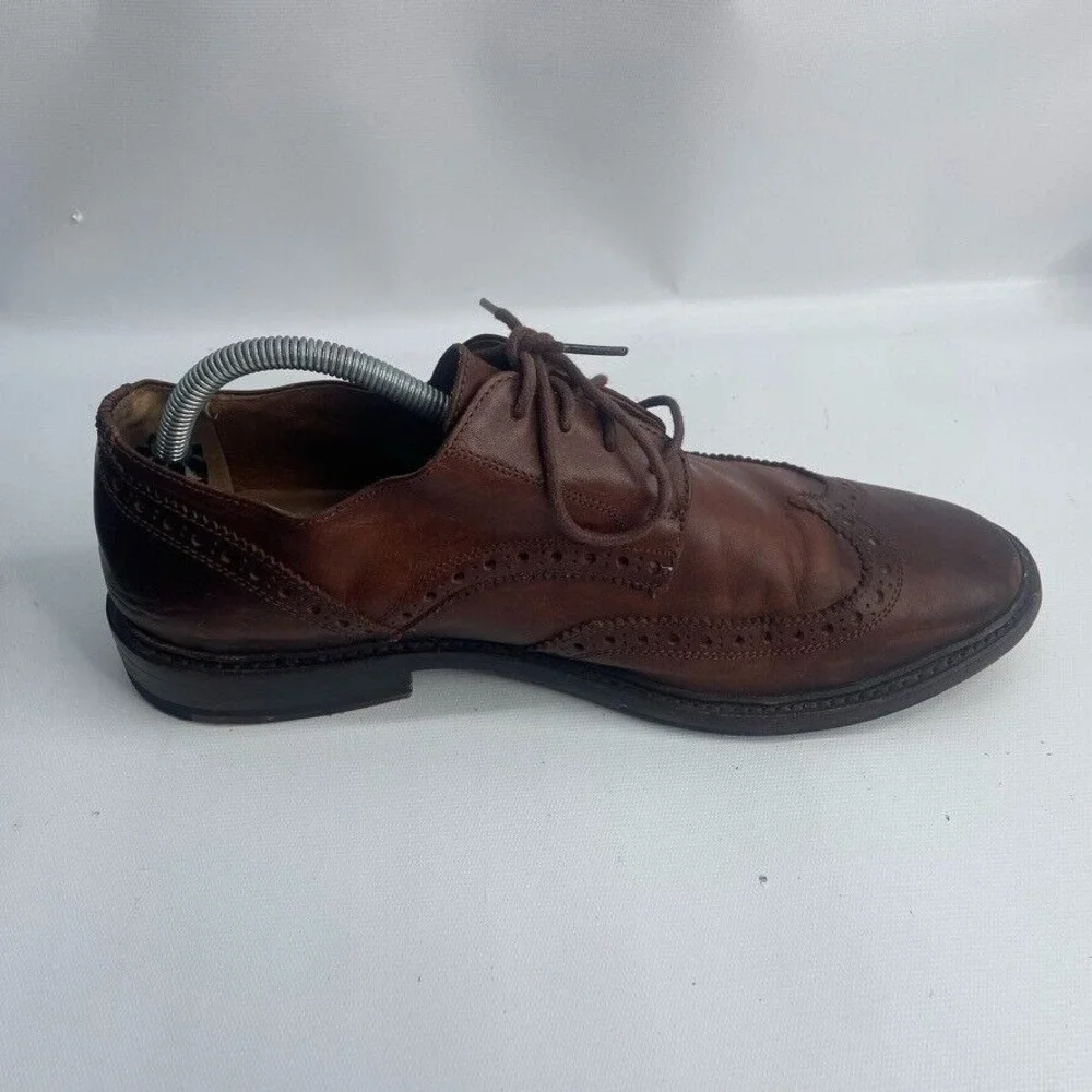 The Frye Company John A Frye JAMES Wingtip Brown Leather Oxfords Shoes Mens 10 D